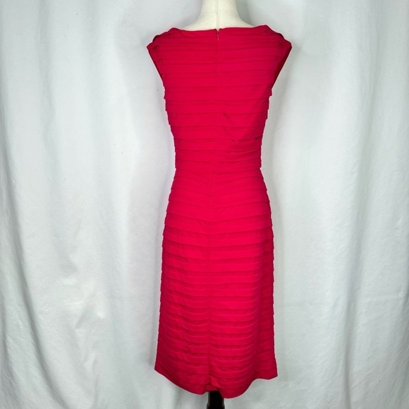 Tadashi Collection bodycon knee-length dress all-over pleats raspberry pink Med - Picture 4 of 9